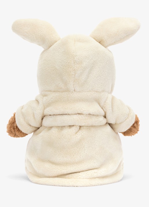 Jellycat Bartholomew Bear Bathrobe Outfit knuffel 26 cm - achterkant 3 donkerbeige