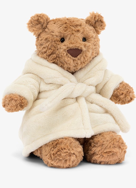 Jellycat Bartholomew Bear Bathrobe Outfit knuffel 26 cm - detail 5 donkerbeige