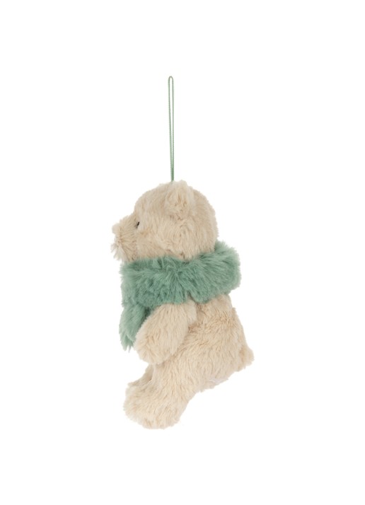 Jellycat Bartholomew Bear Jr. Winter Warmer kersthanger 10 cm - voorkant 4 beige