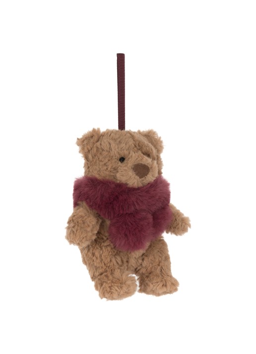 Jellycat Bartholomew Bear Winter Warmer kersthanger 10 cm - detail beige