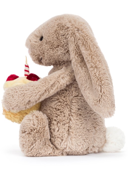 Jellycat Bashful Beige Bunny 'Birthday' knuffel 31 cm - detail 3 beige