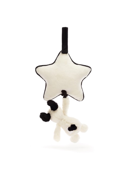 Jellycat Bashful Black & Cream Puppy Musical Pull knuffel 30 cm - achterkant creme