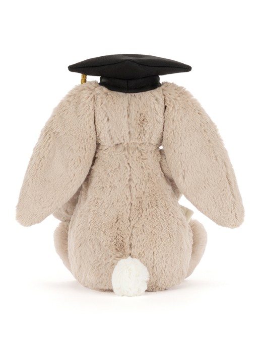 Jellycat Bashful Bunny Graduation Outfit knuffel 31 cm - achterkant beige