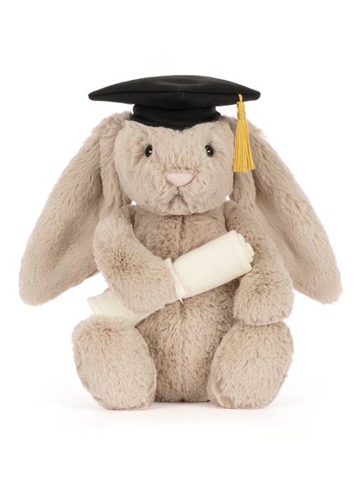 Jellycat Bashful Bunny Graduation Outfit knuffel 31 cm - detail 4 beige