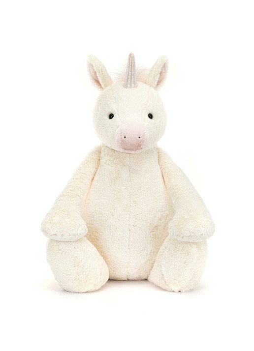 Jellycat Bashful Unicorn Giant 94 cm - voorkant 3 gebroken wit