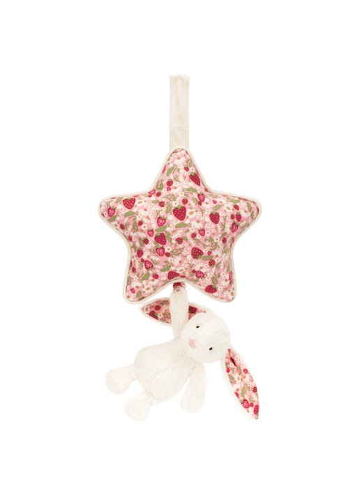 Jellycat Blossom Cream Bunny 'Berry' muziekknuffel 30 cm - voorkant 3 roze