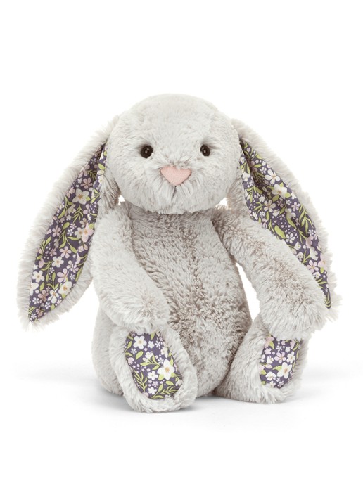 Jellycat Blossom Silver Bunny 'Bloom' knuffel - voorkant 4 grijs