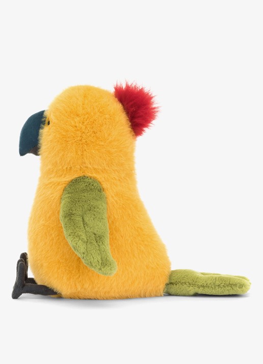 Jellycat Budgeby Parrot knuffel 26 cm - detail geel