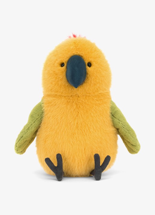 Jellycat Budgeby Parrot knuffel 26 cm - detail 2 geel