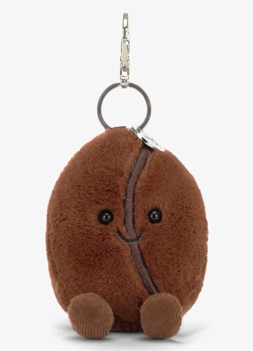 Jellycat Coffee Bean Bag Charm tasbedel - voorkant 2 bruin