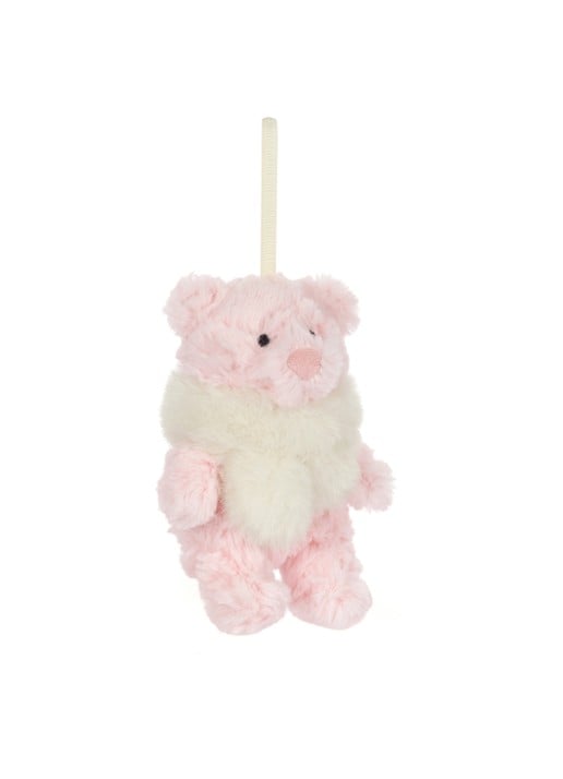 Jellycat Leola Bear Winter Warmer kersthanger 10 cm - detail 3 roze
