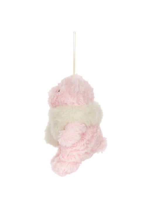 Jellycat Leola Bear Winter Warmer kersthanger 10 cm - voorkant 2 roze