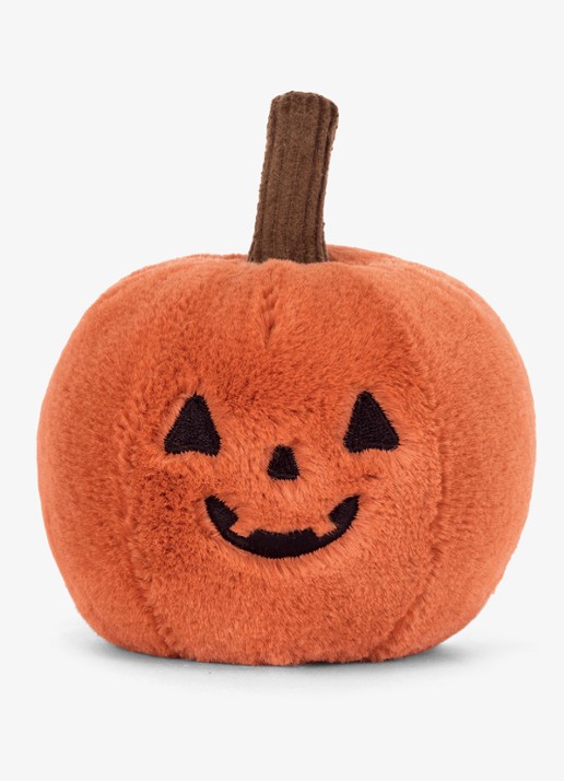 Jellycat Ooky Jack O Lantern knuffel 10 cm  - voorkant 2 oranje
