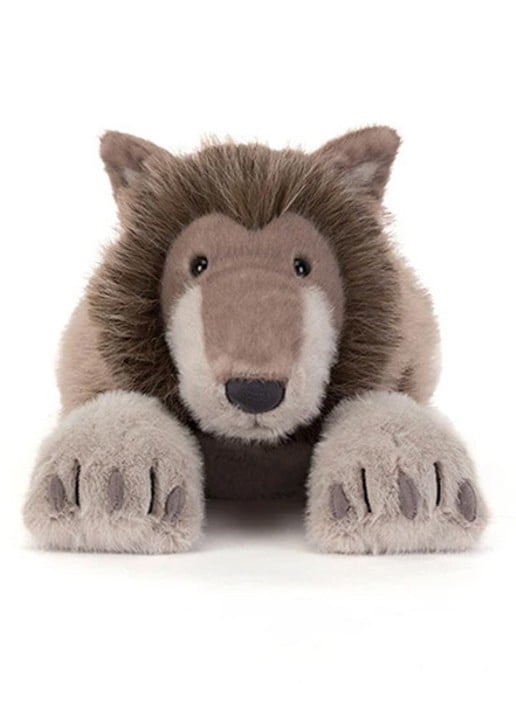 Jellycat Ulrich Wolf knuffel 19 cm - detail grijs