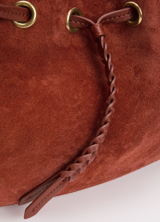 Jérôme Dreyfuss Andy S schoudertas van kalfssuède - detail 4 steenrood