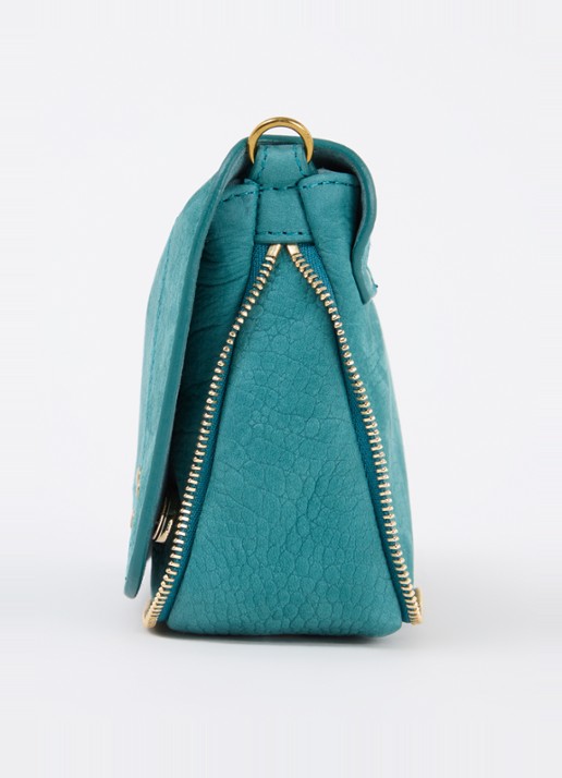 Jérôme Dreyfuss Bobi S crossbodytas van suède met crocostructuur - detail 2 turquoise
