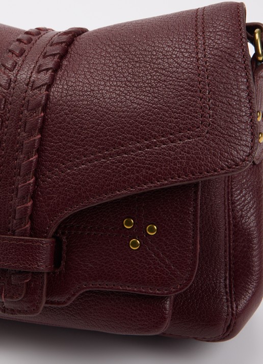 Jérôme Dreyfuss Harry M schoudertas van leer met verstelbare schouderriem en studs - detail 4 bordeauxrood