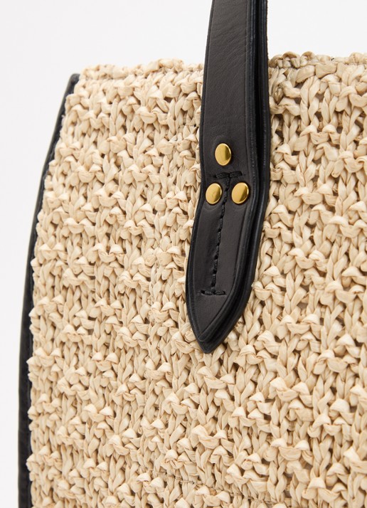 Jérôme Dreyfuss Leon M shopper van raffia met uitneembaar etui - detail 3 beige