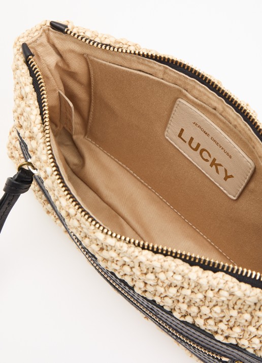 Jérôme Dreyfuss Lucky clutch van raffia - detail beige