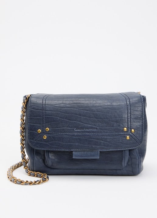 Jérôme Dreyfuss Lulu S crossbodytas van lamsleer met afneembare schouderriem - voorkant 5 donkerblauw