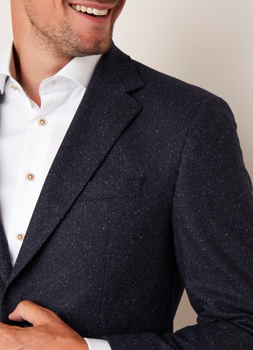 Jestor5 regular fit colbert in gemêleerde wolblend met elleboogstukken - detail 5 donkerblauw