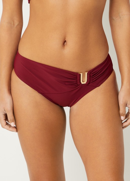 JETS Australia Bikinislip met plooidetail - voorkant 2 bordeauxrood