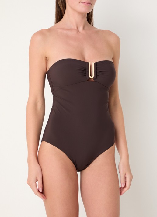 JETS Australia Jetset voorgevormd bandeau badpak met afneembare bandjes - detail 3 chocoladebruin