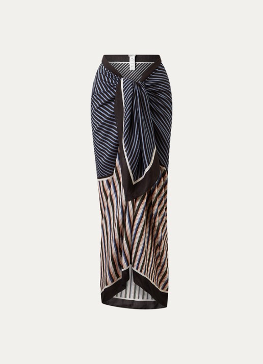 JETS Australia Laelia sarong in zijdeblend met streepprint 185 x 125 cm - voorkant 3 multicolor