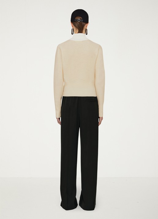 Jil Sander Fijngebreide trui in wolblend - achterkant lichtgeel