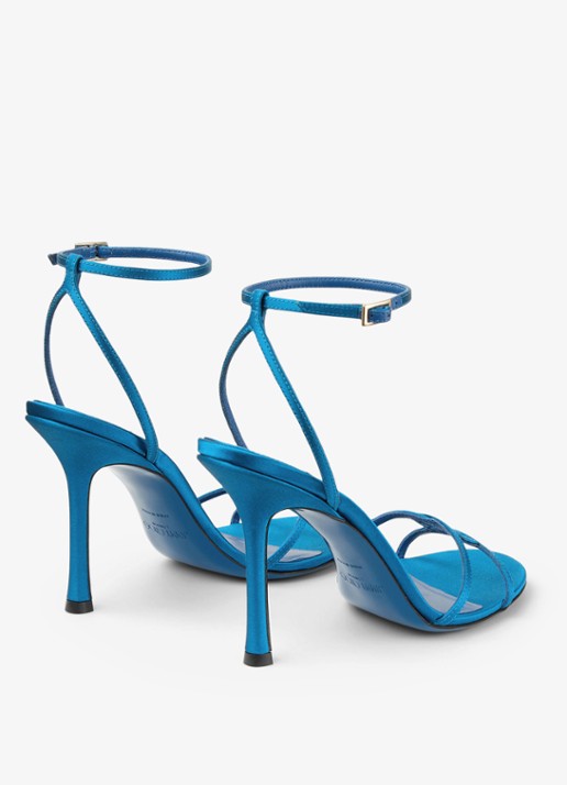 Jimmy Choo 1998 Leo 100 sandalette van satijn - achterkant blauw