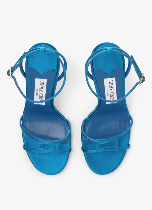 Jimmy Choo 1998 Leo 100 sandalette van satijn - detail 2 blauw