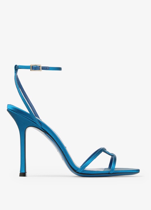 Jimmy Choo 1998 Leo 100 sandalette van satijn - voorkant 4 blauw