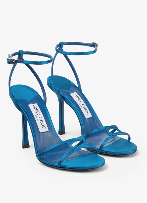 Jimmy Choo 1998 Leo 100 sandalette van satijn - voorkant 5 blauw