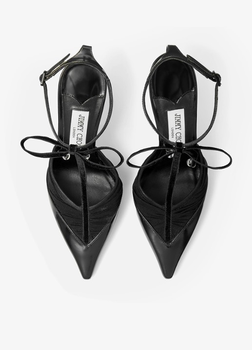 Jimmy Choo Afia/Mesh 100 sandalette van lamsleer met mesh details - detail 4 zwart
