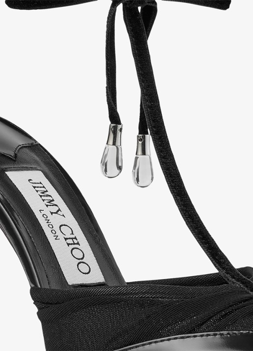 Jimmy Choo Afia/Mesh 100 sandalette van lamsleer met mesh details - detail 5 zwart