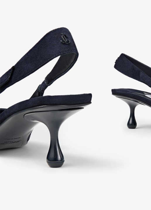 Jimmy Choo Amel 50 slingback van geitensuède - detail 5 donkerblauw