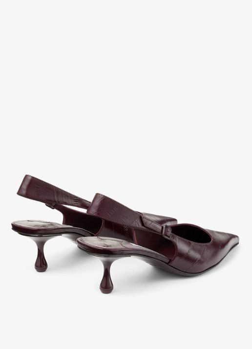Jimmy Choo Amel 50 slingback van leer - achterkant 5 donkerrood