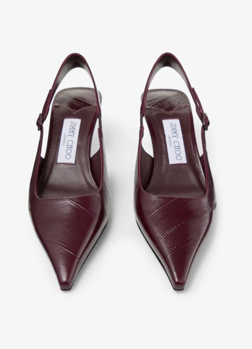 Jimmy Choo Amel 50 slingback van leer - detail 3 donkerrood