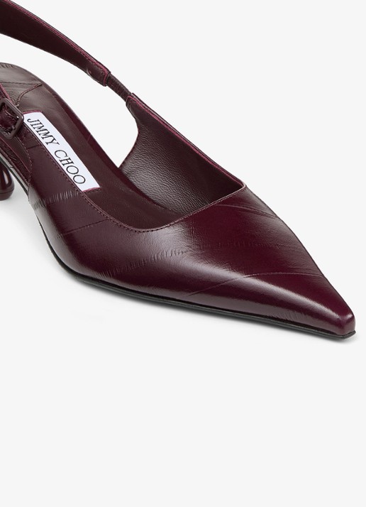 Jimmy Choo Amel 50 slingback van leer - detail 4 donkerrood