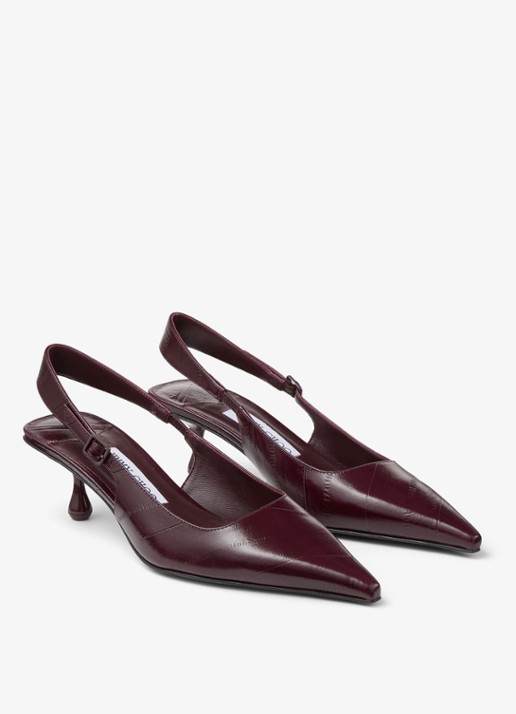 Jimmy Choo Amel 50 slingback van leer - voorkant 2 donkerrood