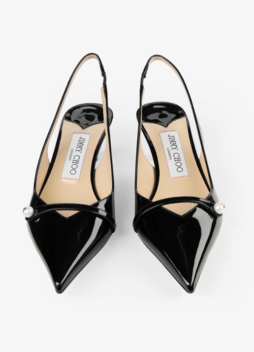 Jimmy Choo Amita 45 slingback van lakleer - detail 4 zwart