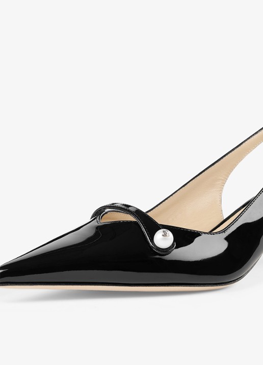 Jimmy Choo Amita 45 slingback van lakleer - detail 5 zwart