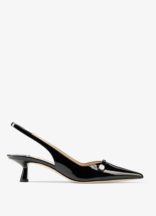 Jimmy Choo Amita 45 slingback van lakleer - voorkant 2 zwart