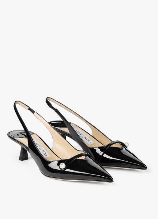 Jimmy Choo Amita 45 slingback van lakleer - voorkant 3 zwart