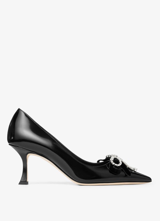 Jimmy Choo Auria 70 pump van lamsleer - voorkant 3 zwart