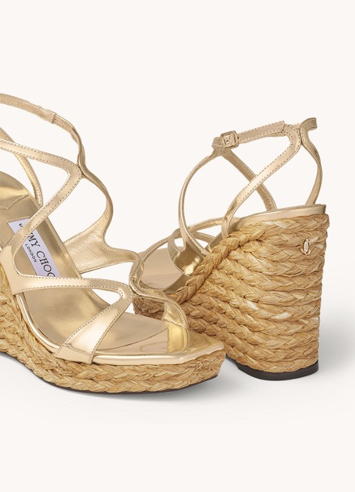 Jimmy Choo Ayla 110 sleehak met kalfsleren details - achterkant goud
