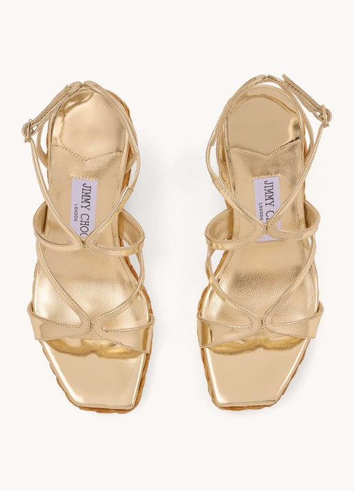 Jimmy Choo Ayla 110 sleehak met kalfsleren details - detail 4 goud