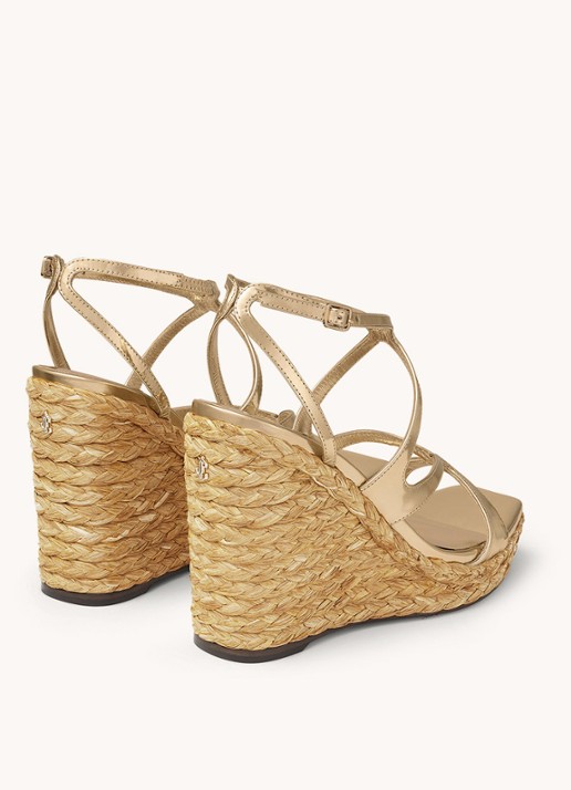 Jimmy Choo Ayla 110 sleehak met kalfsleren details - detail 5 goud