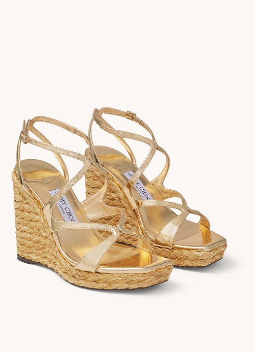 Jimmy Choo Ayla 110 sleehak met kalfsleren details - voorkant 3 goud
