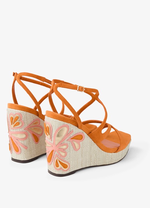 Jimmy Choo Ayla 110 sleehak van suède - achterkant 6 oranje